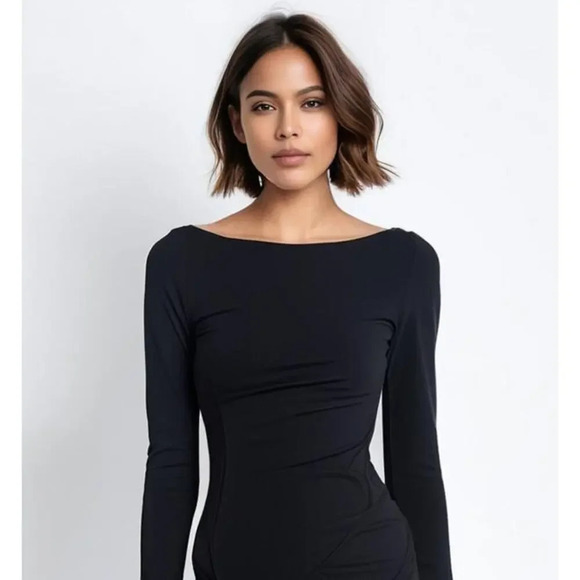 Diane Von Furstenberg Dresses & Skirts - Diane Von Furstenberg Women's Size 2 Black Long Sleeve Asymmetric Wrap Dress‎